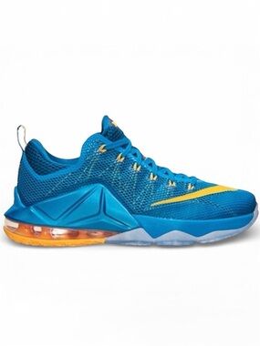Nike LeBron 12 Low Vibrant Blue and Gold Sneakers Size 13